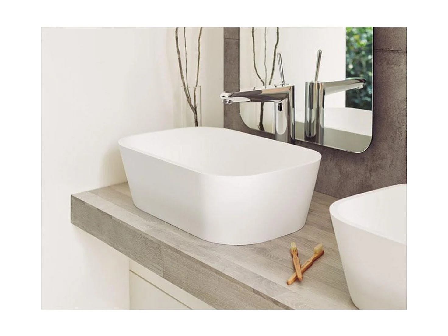 Rechteckiges Aufsatzwaschbecken aus Solid Surface RUST 50 x 31 cm