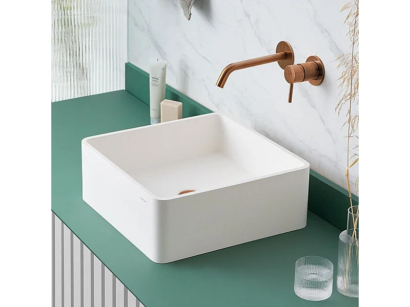 Lavabo cuadrado para encimera en Sanydur ARTANA  40 x 40 cm