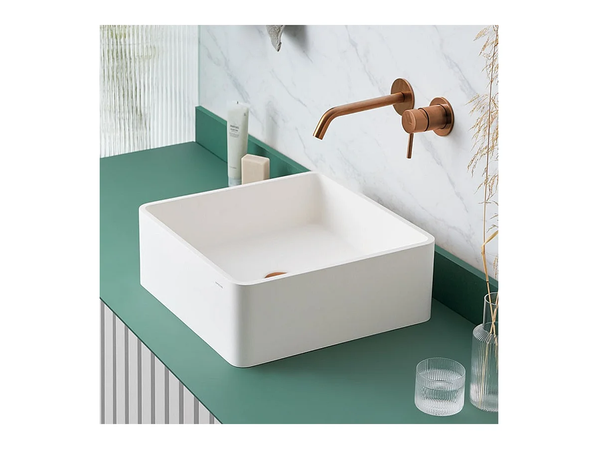 Lavabo cuadrado para encimera en Sanydur ARTANA  40 x 40 cm