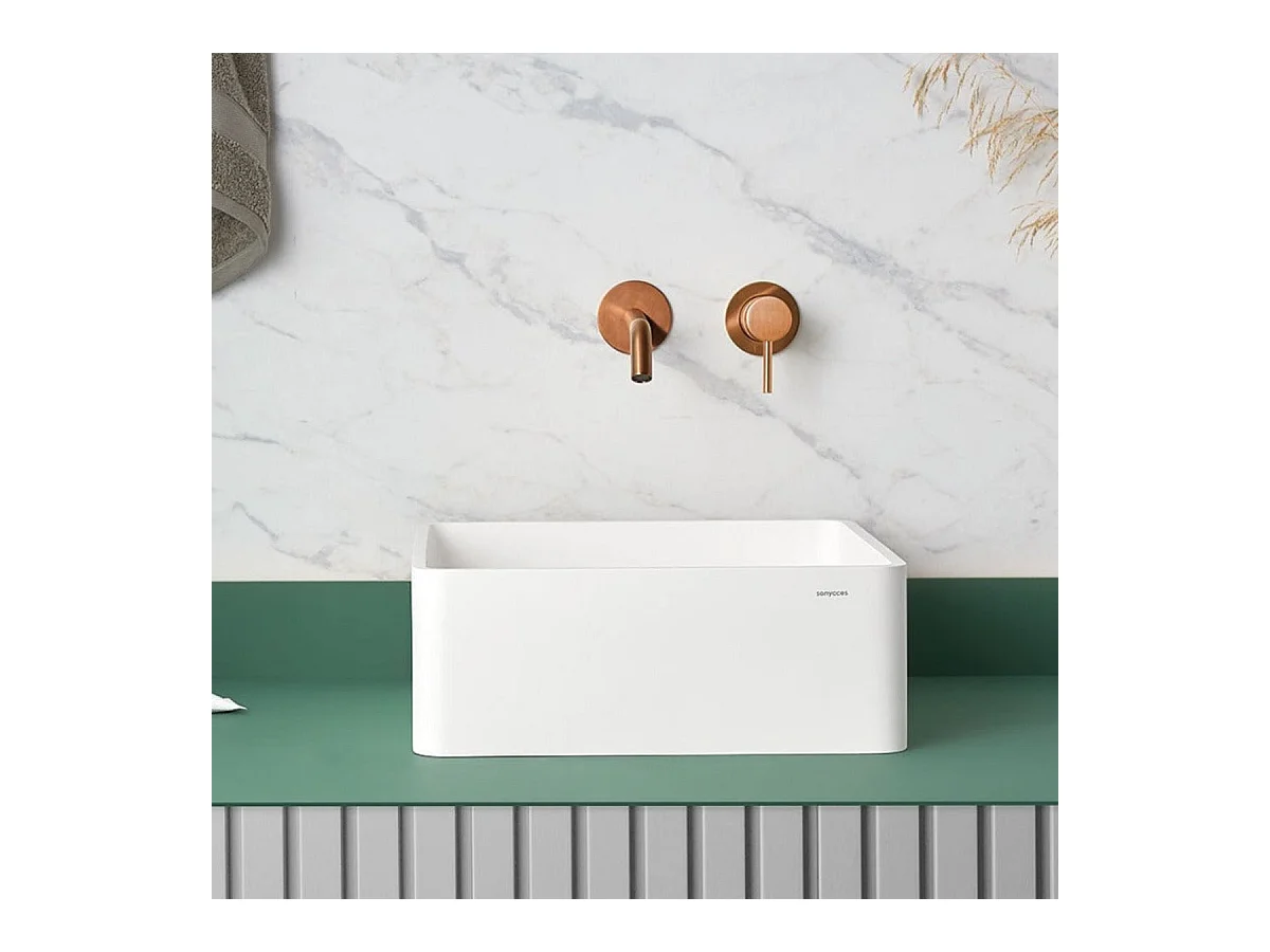 Lavabo cuadrado para encimera en Sanydur ARTANA  40 x 40 cm