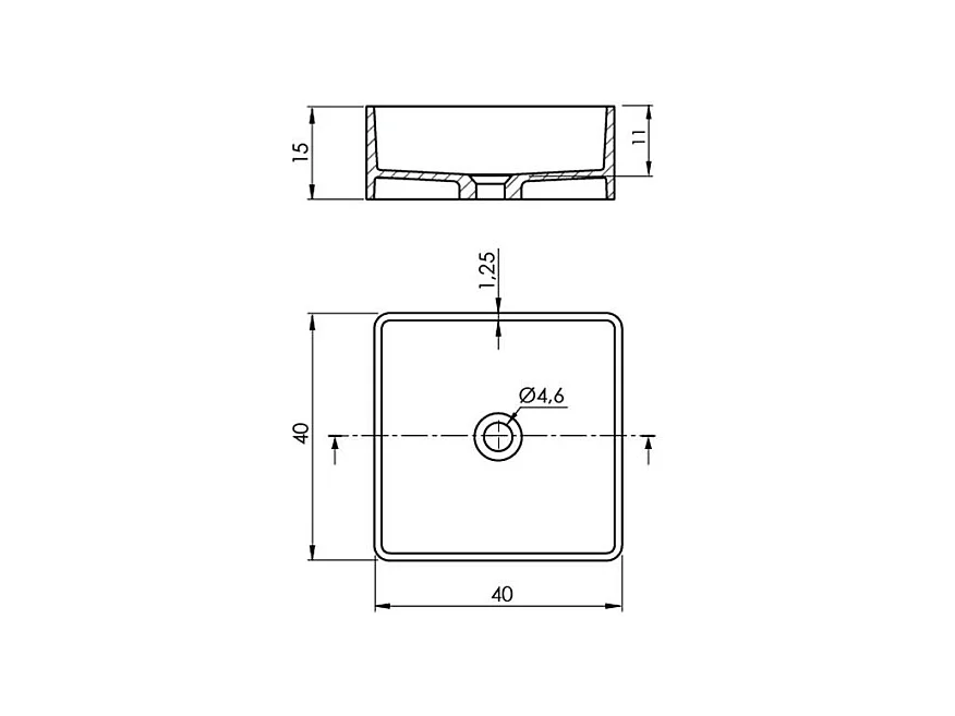 Lavabo cuadrado para encimera en Sanydur ARTANA  40 x 40 cm