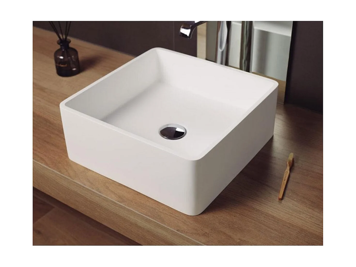 Quadratisches Aufsatzwaschbecken aus Sanydur ARTANA 40 x 40 cm