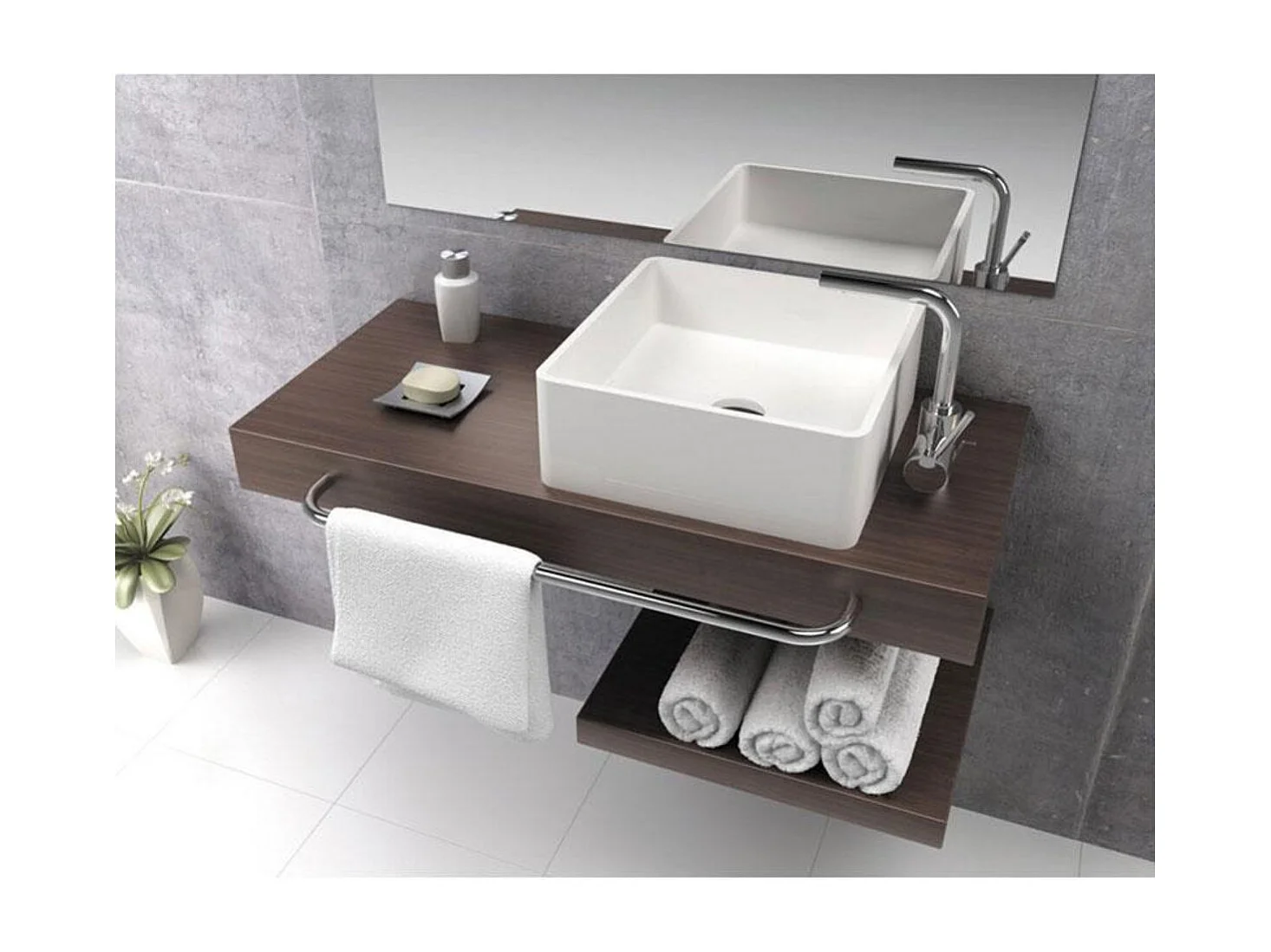 Quadratisches Aufsatzwaschbecken aus Sanydur ARTANA 40 x 40 cm