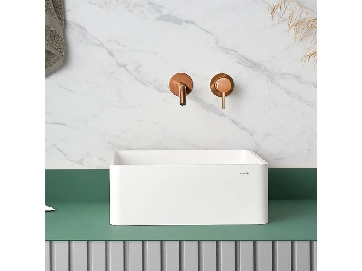 Quadratisches Aufsatzwaschbecken aus Sanydur ARTANA 40 x 40 cm