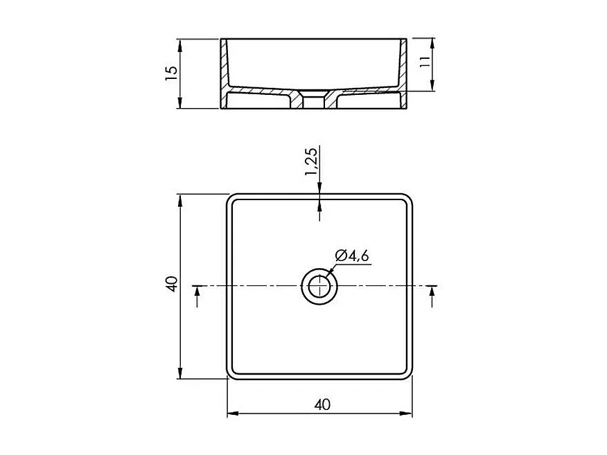 Quadratisches Aufsatzwaschbecken aus Sanydur ARTANA 40 x 40 cm