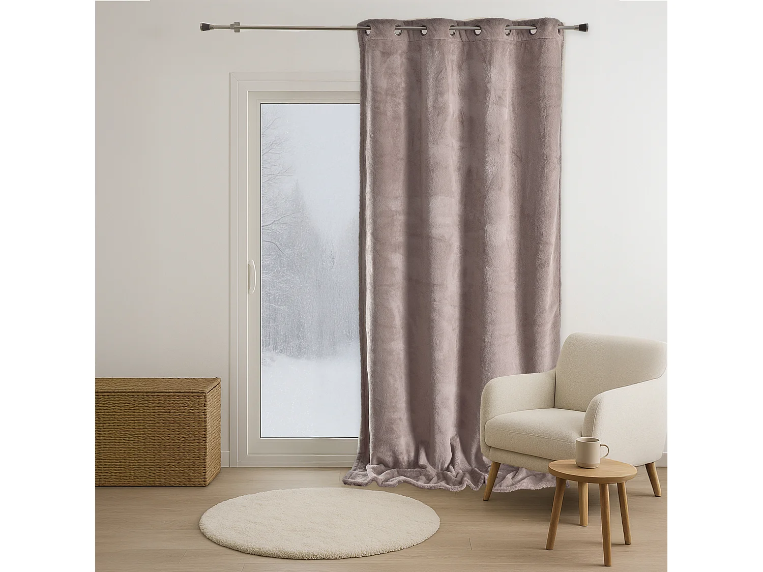 Dicker Vorhang in Polarfelloptik 140 x 260 cm