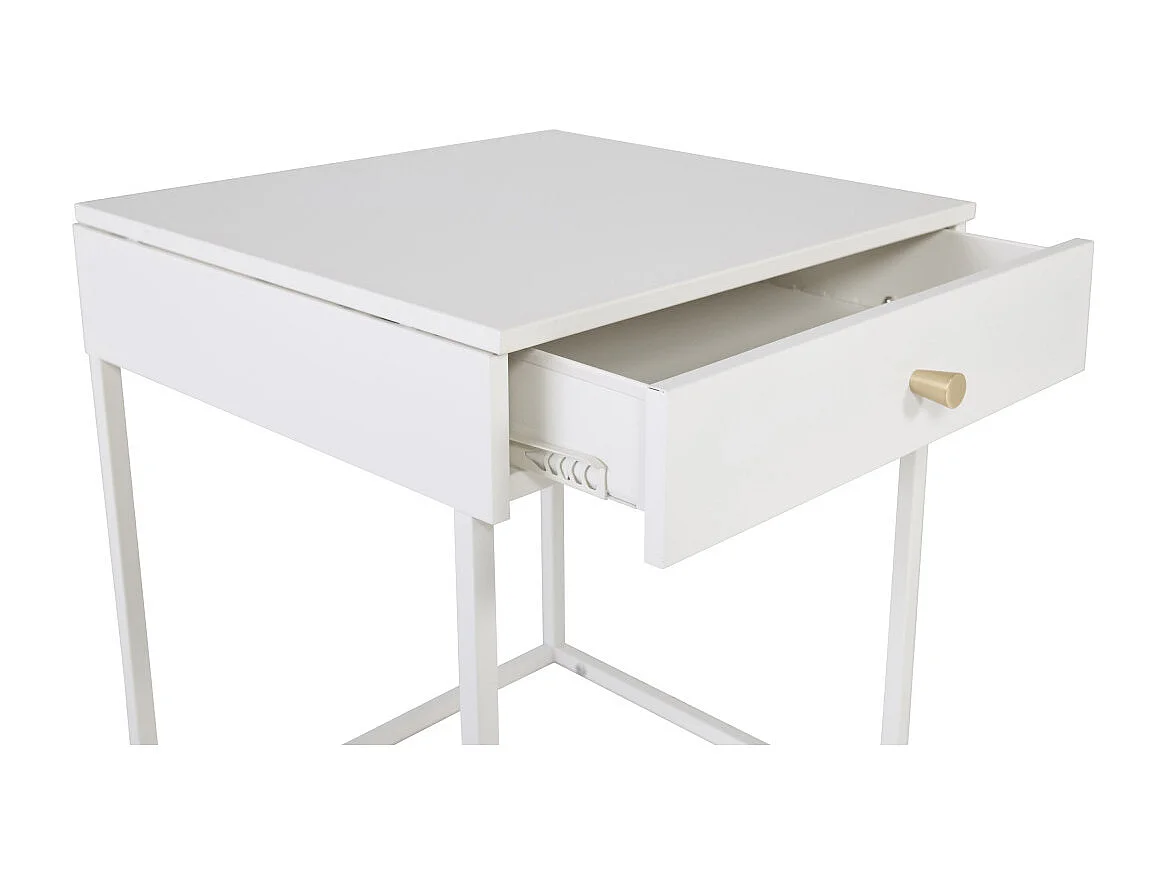 Table de Chevet 1 Tiroir "Bakal" 50cm Blanc