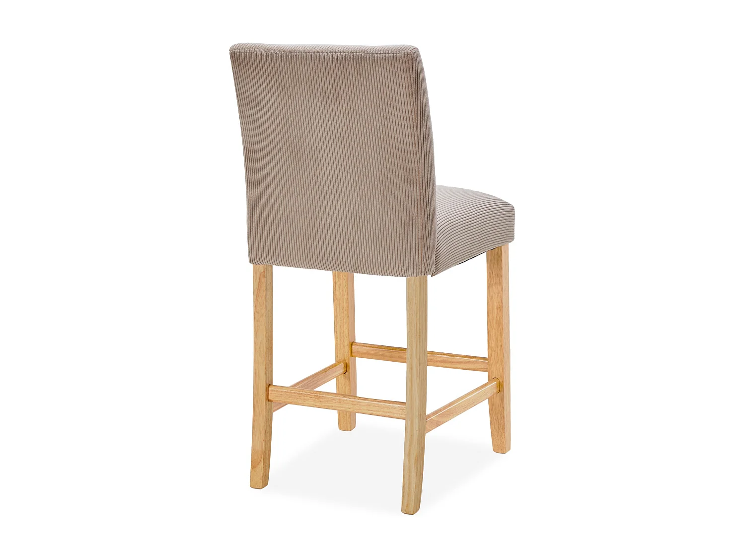 Lot de 2 chaises de bar en bois Rosie velours côtelé Taupe - H65cm