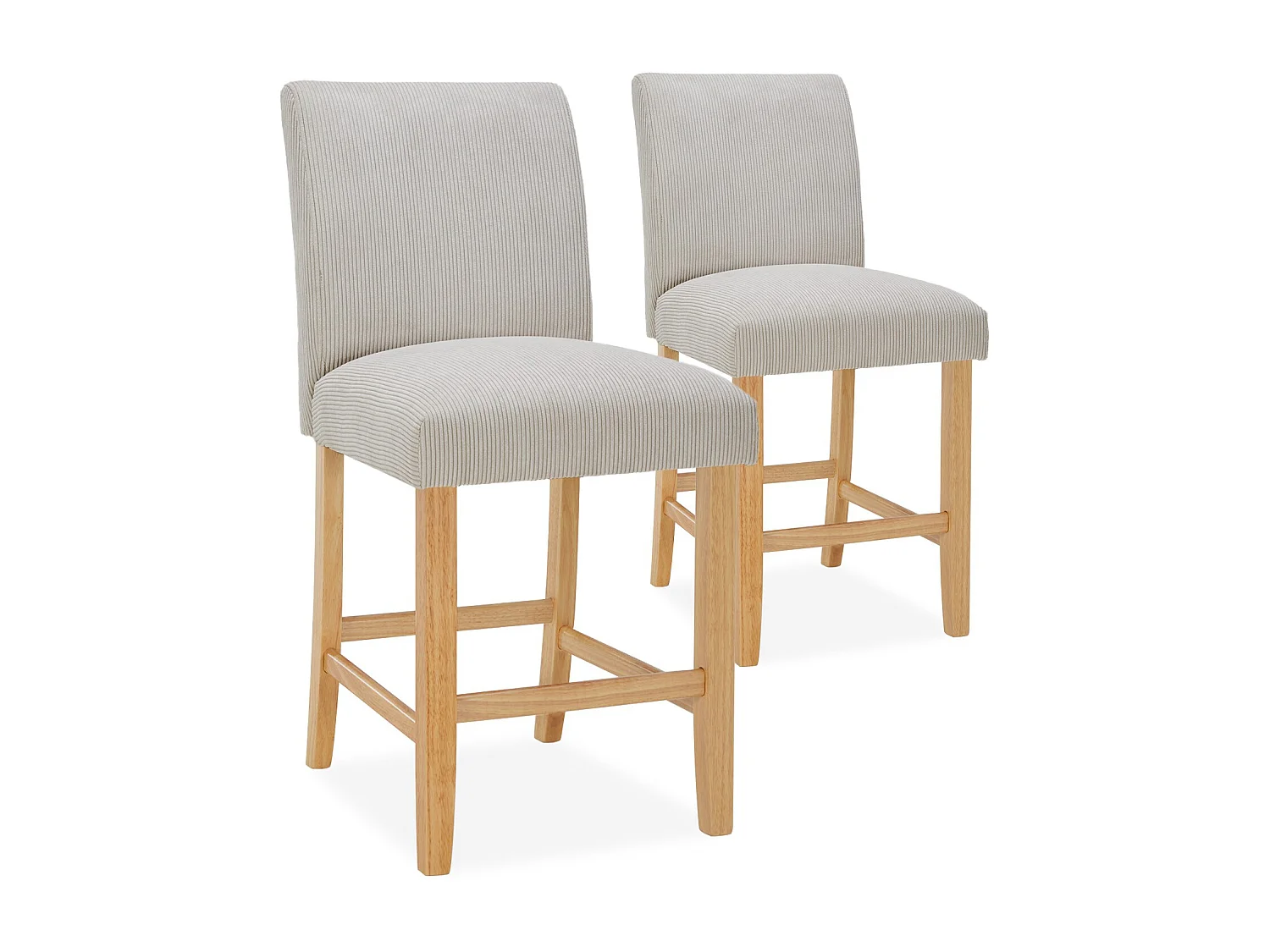 Lot de 2 chaises de bar en bois Rosie velours côtelé Beige - H65cm