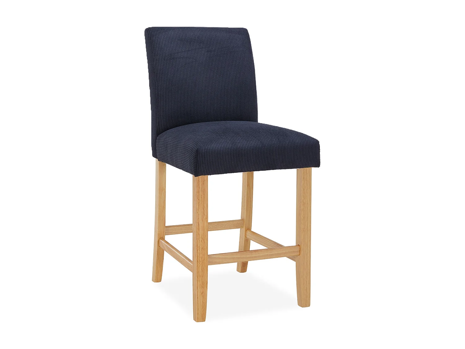 Lot de 2 chaises de bar en bois Rosie velours côtelé Noir - H65cm
