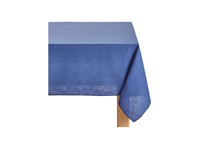 Nappe bleu en tissu lin et coton carrée 170x170 - Lucciana 9666