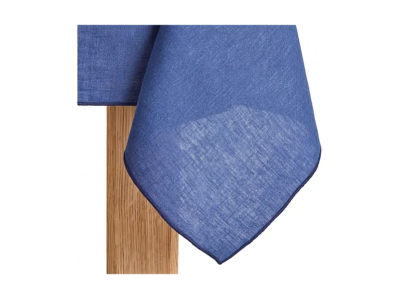 Nappe bleu en tissu lin et coton carrée 170x170 - Lucciana 9666