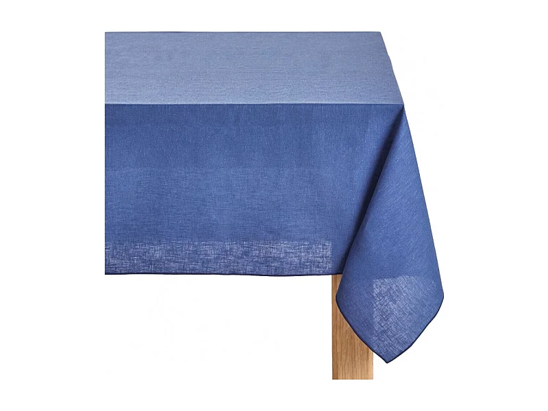 Nappe bleu en tissu lin et coton carrée 170x170 - Lucciana 9666