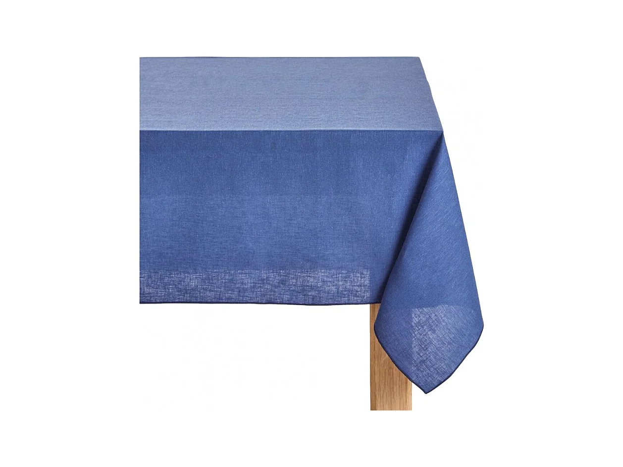 Nappe bleu en tissu lin et coton rectangulaire 170x300 - Lucciana 9680