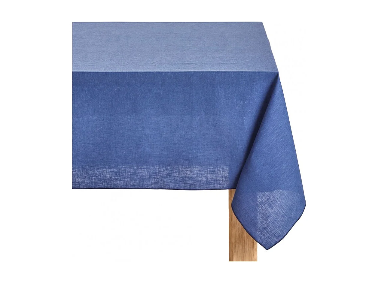 Nappe bleu en tissu lin et coton rectangulaire 170x300 - Lucciana 9680
