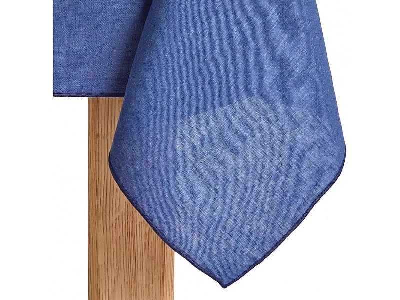 Nappe bleu en tissu lin et coton rectangulaire 170x300 - Lucciana 9680