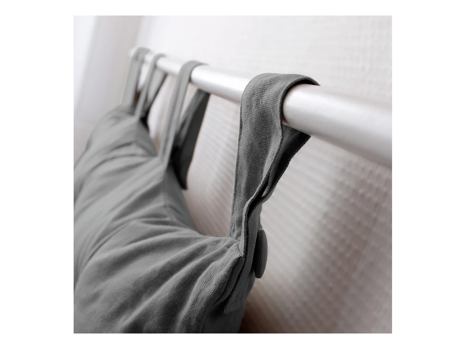 Coussin Tête de Lit Uni "Panama" 70cm Gris Clair