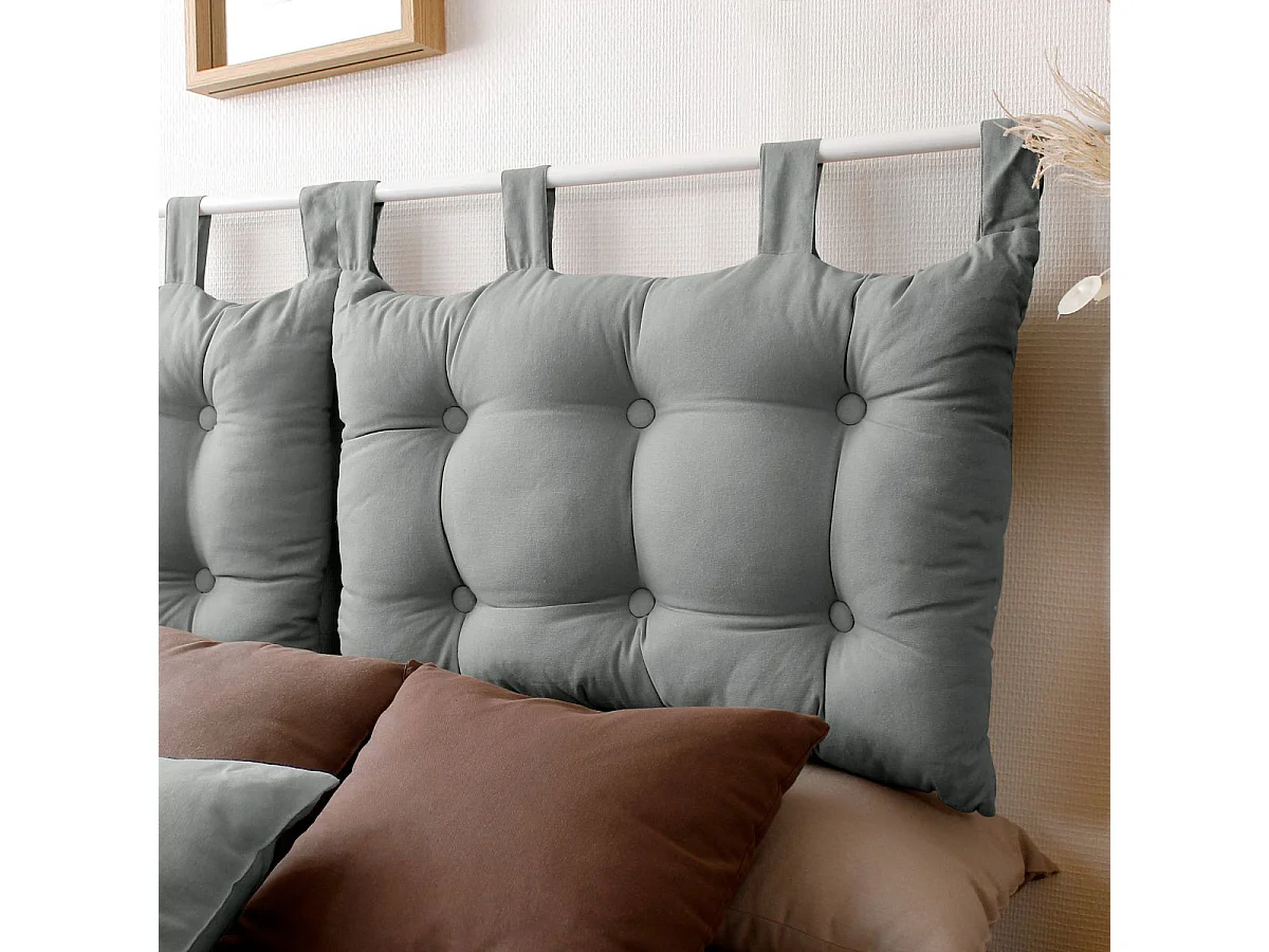 Coussin Tête de Lit Uni "Panama" 70cm Gris Clair