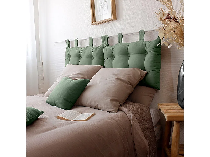 Coussin Tête de Lit Uni "Panama" 70cm Vert Argile