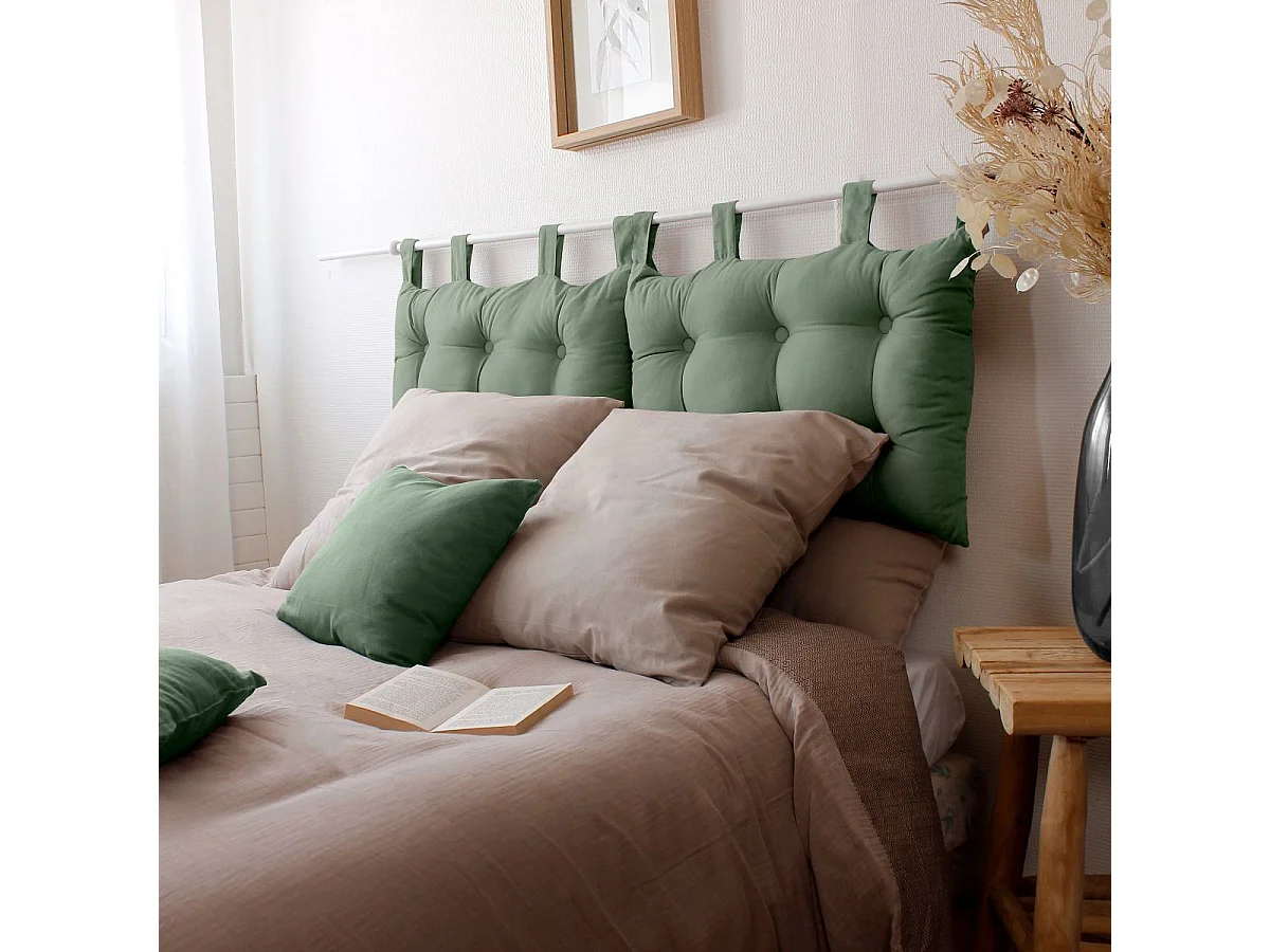 Coussin Tête de Lit Uni "Panama" 70cm Vert Argile