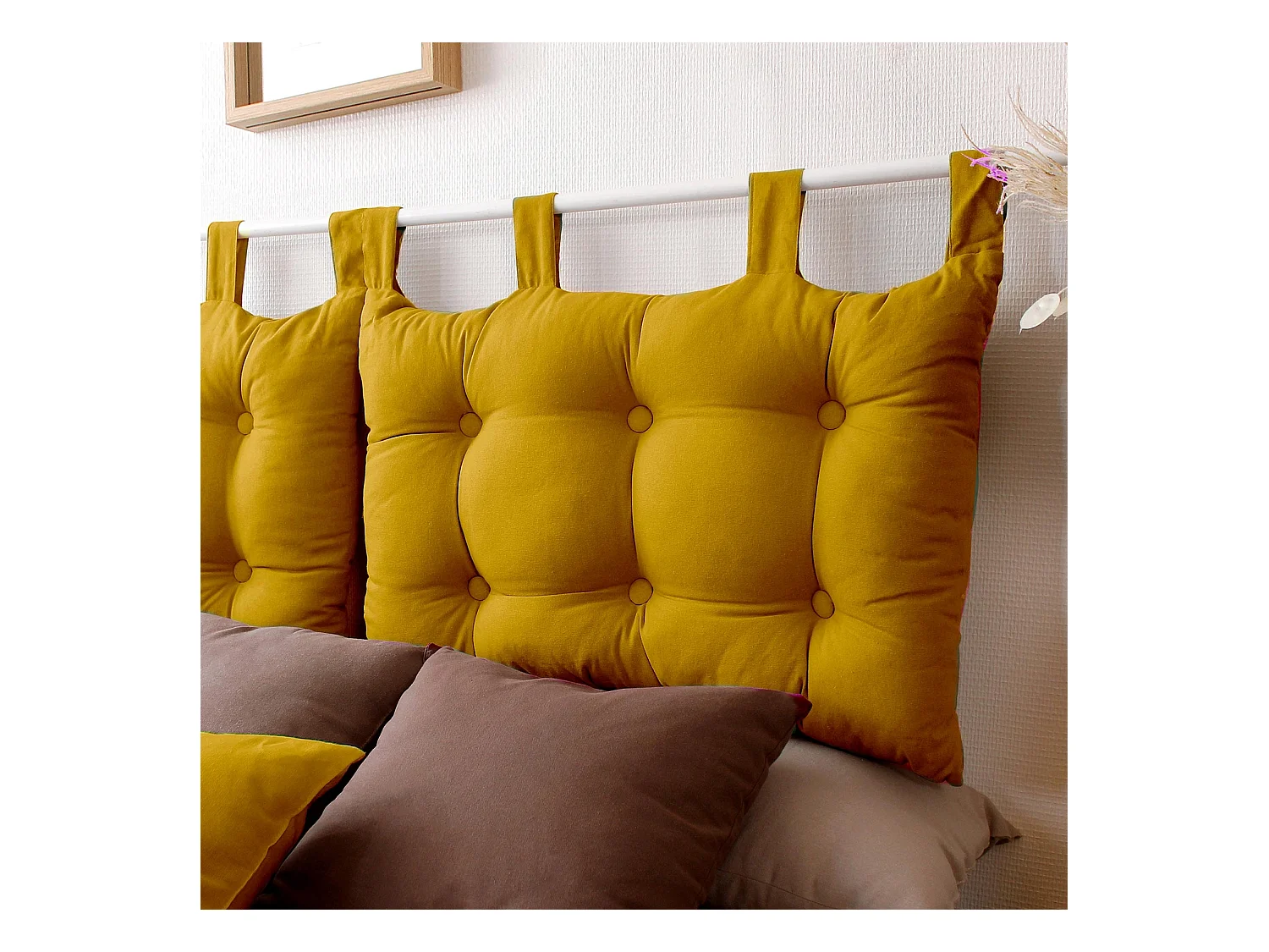 Coussin Tête de Lit Uni "Panama" 70cm Moutarde