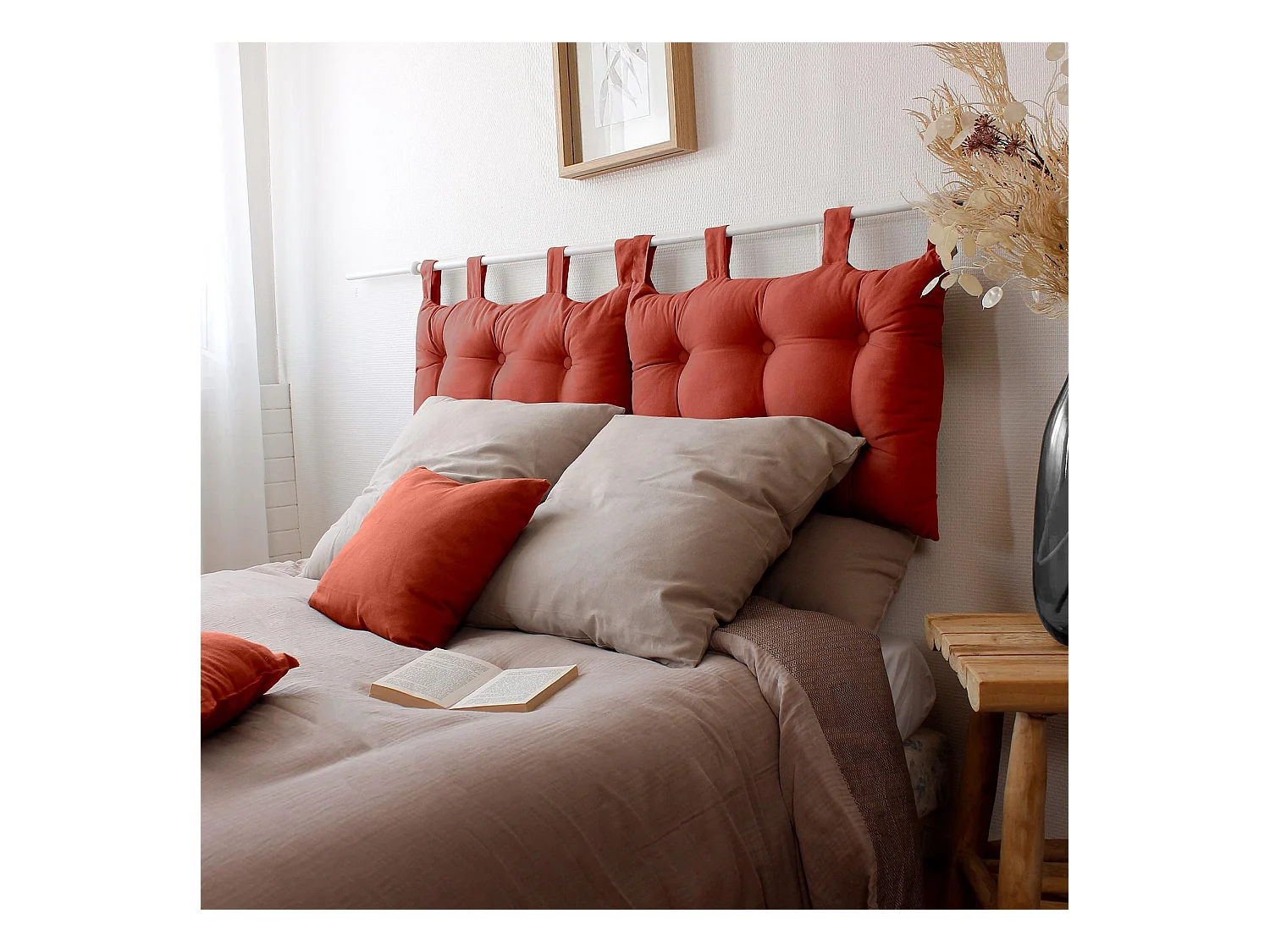 Coussin Tête de Lit Uni "Panama" 70cm Terracotta