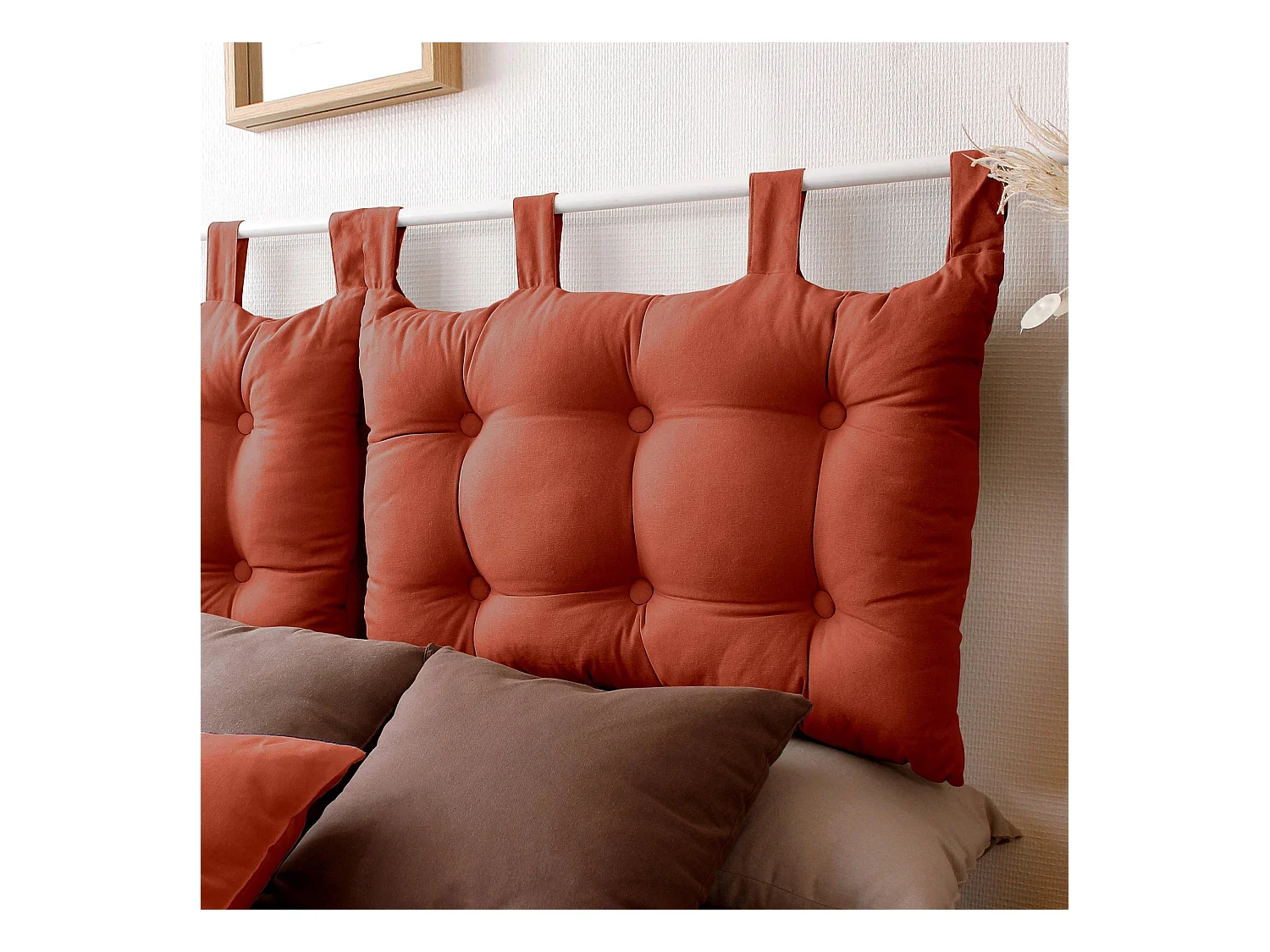 Coussin Tête de Lit Uni "Panama" 70cm Terracotta