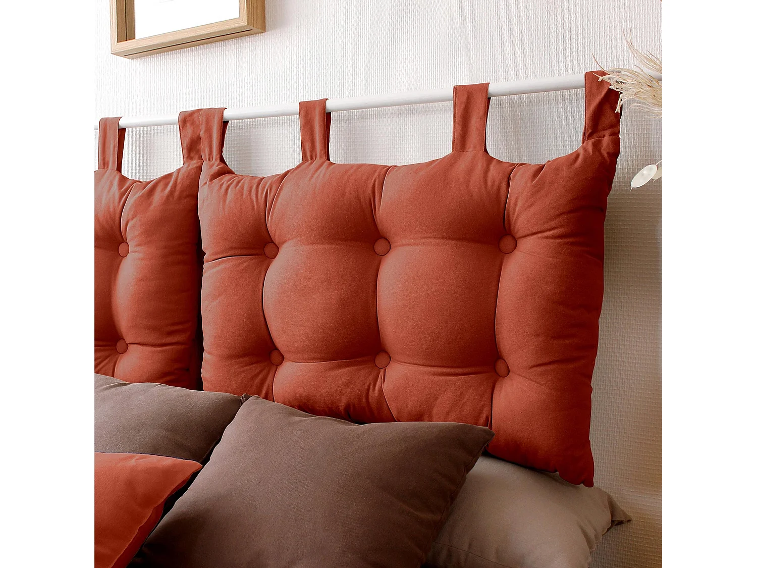Coussin Tête de Lit Uni "Panama" 70cm Terracotta