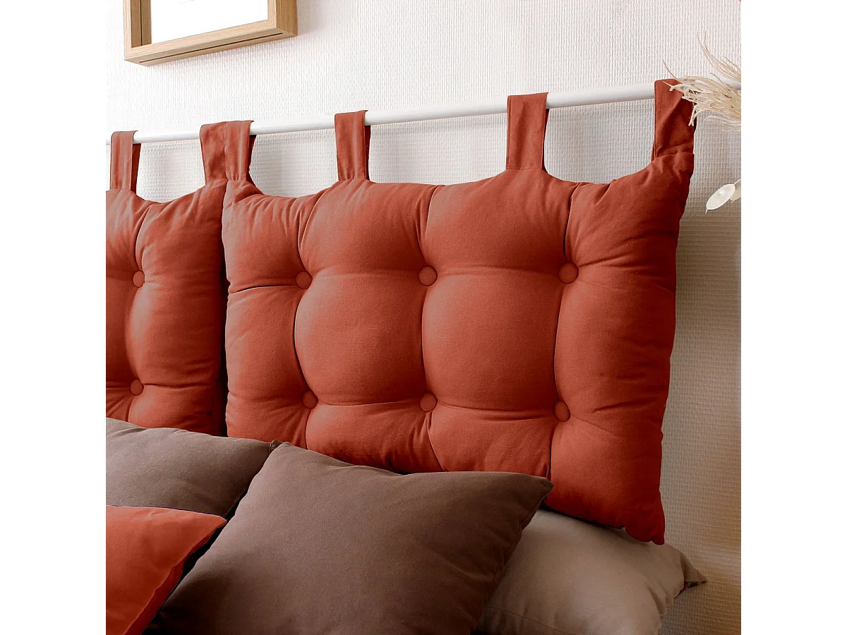 Coussin Tête de Lit Uni "Panama" 70cm Terracotta