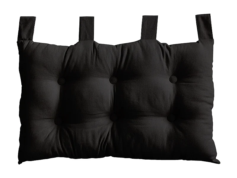 Coussin Tête de Lit Uni "Panama" 70cm Noir