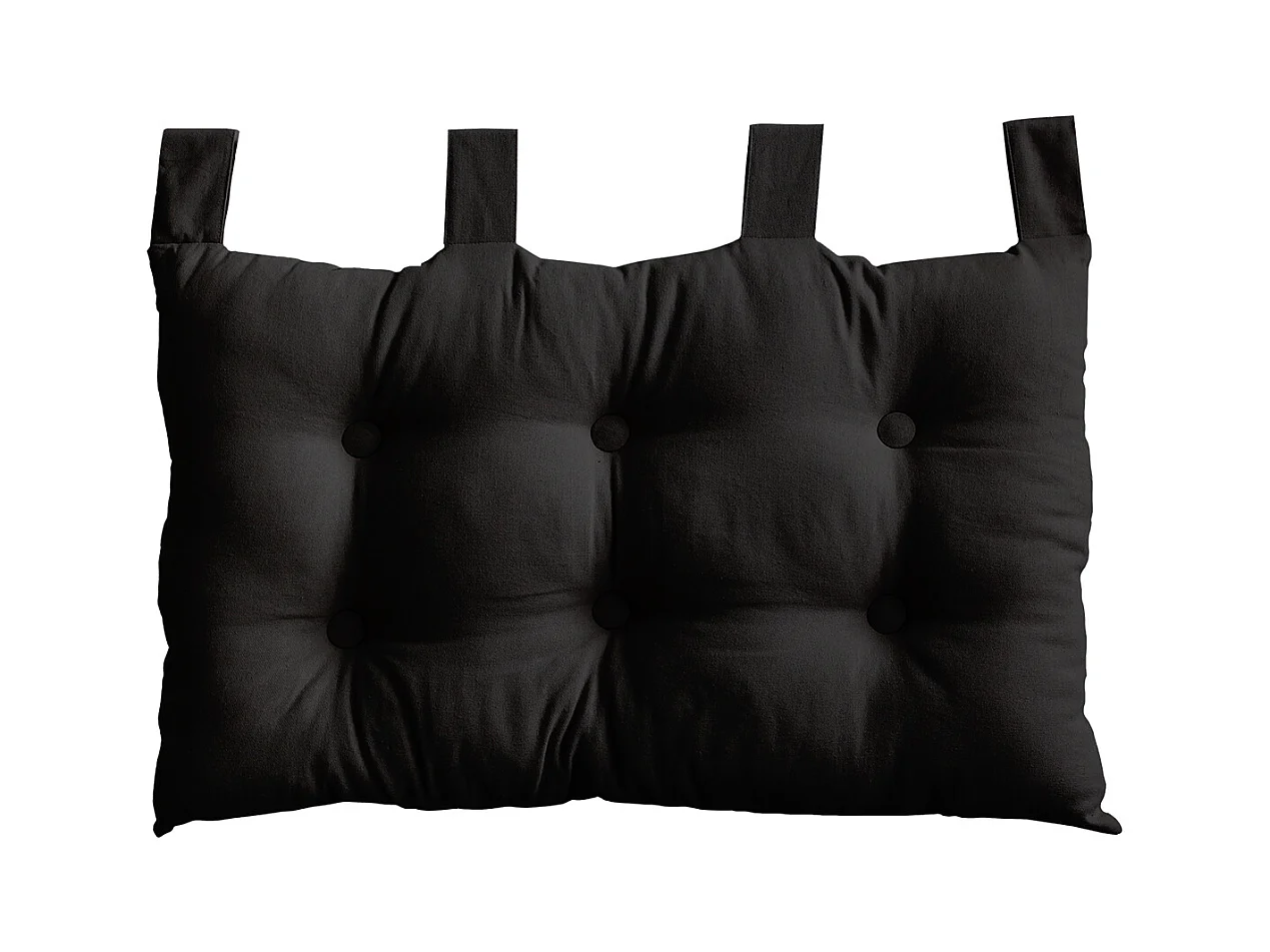 Coussin Tête de Lit Uni "Panama" 70cm Noir