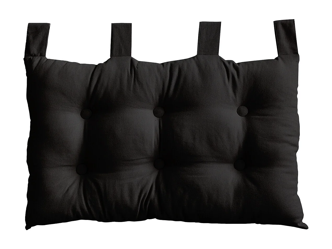 Coussin Tête de Lit Uni "Panama" 70cm Noir