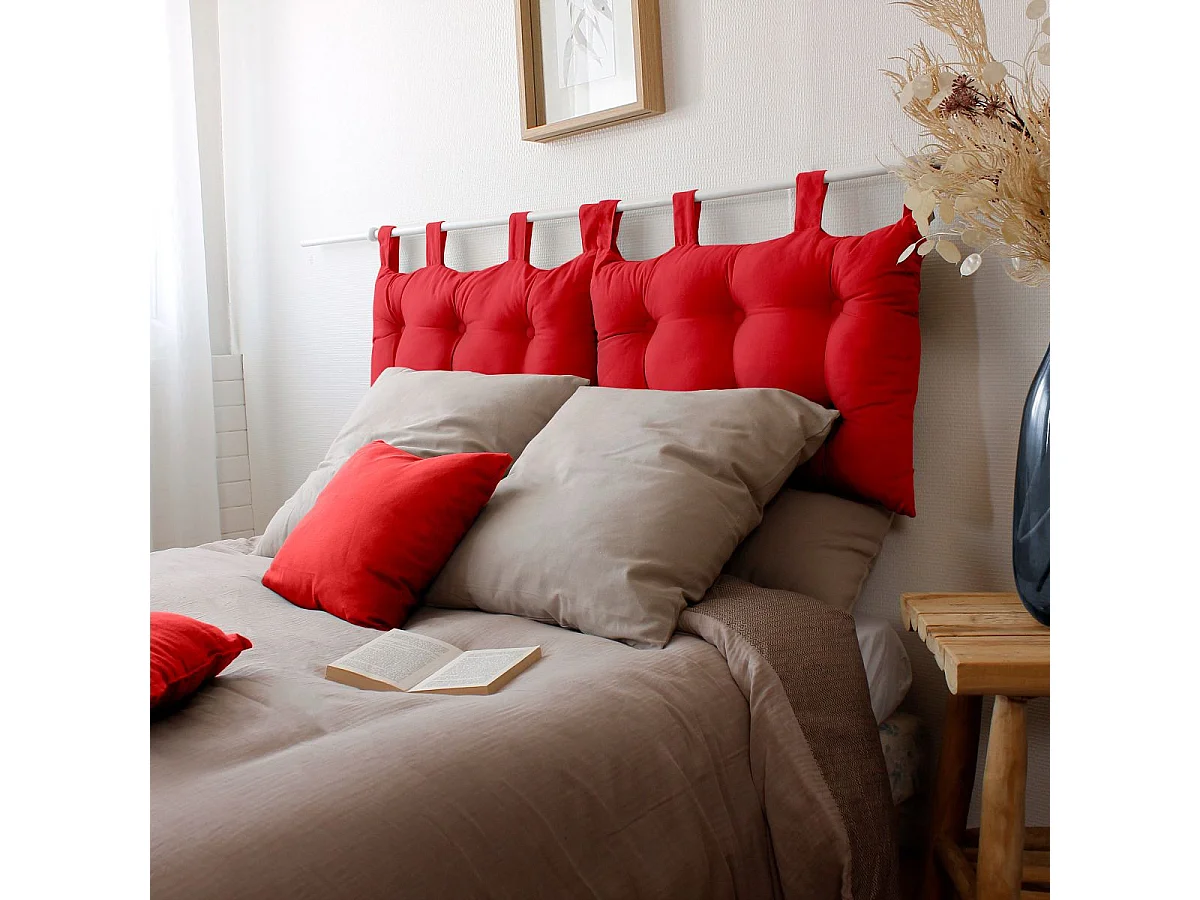Coussin Tête de Lit Uni "Panama" 70cm Rouge