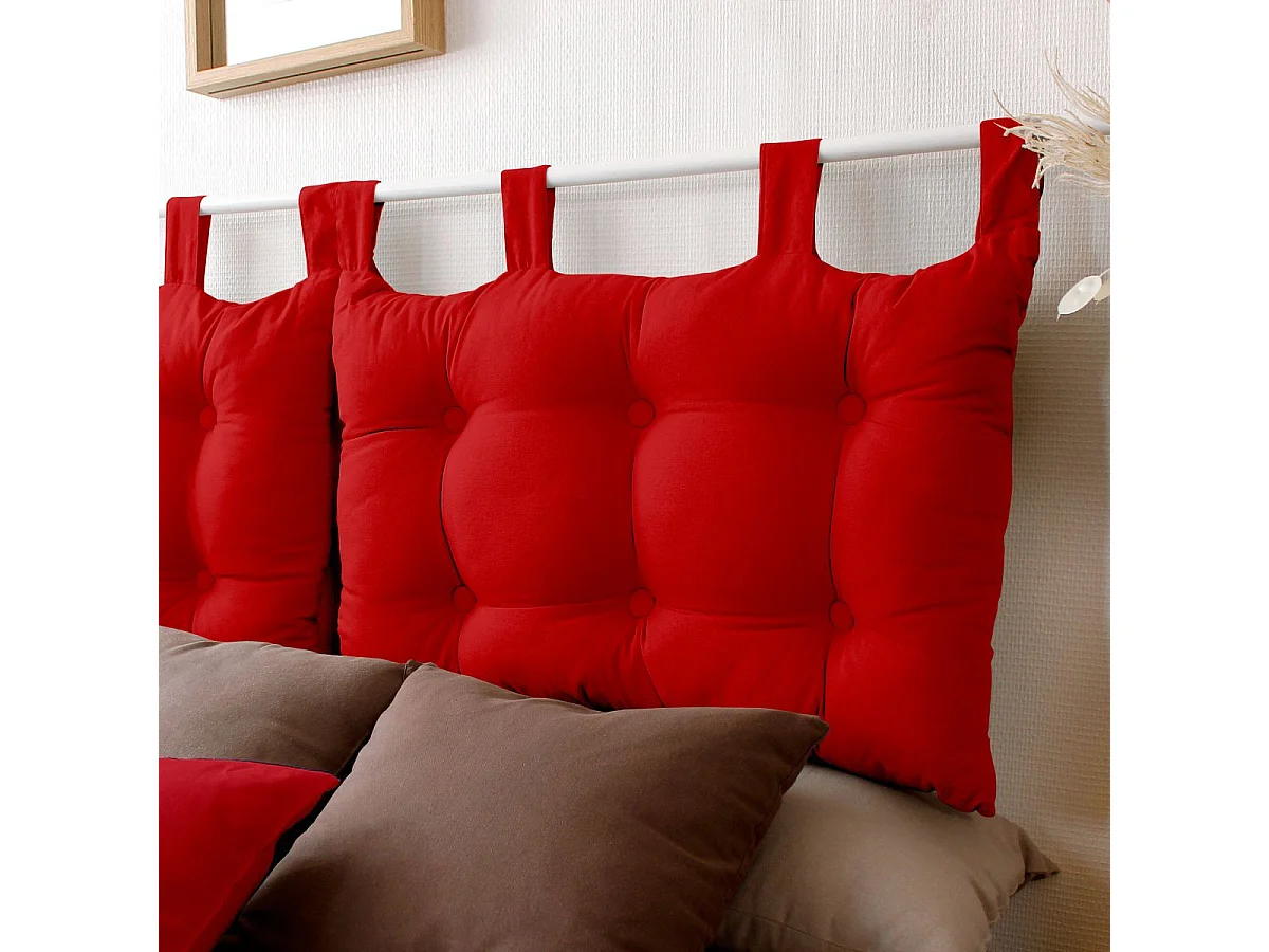 Coussin Tête de Lit Uni "Panama" 70cm Rouge