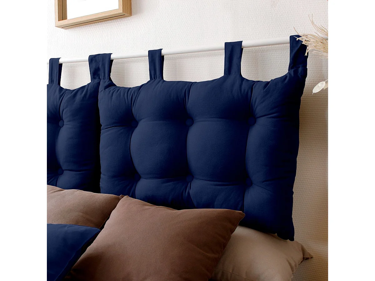 Coussin Tête de Lit Uni "Panama" 70cm Bleu Marine
