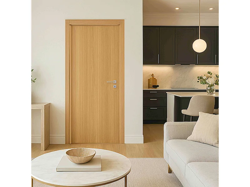 Bloc porte fin de chantier Matild, chêne brut, réversible, H.204 x l.93 cm