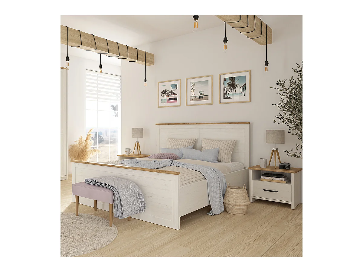 Letto con contenitore con base Aksel bianco 160x200