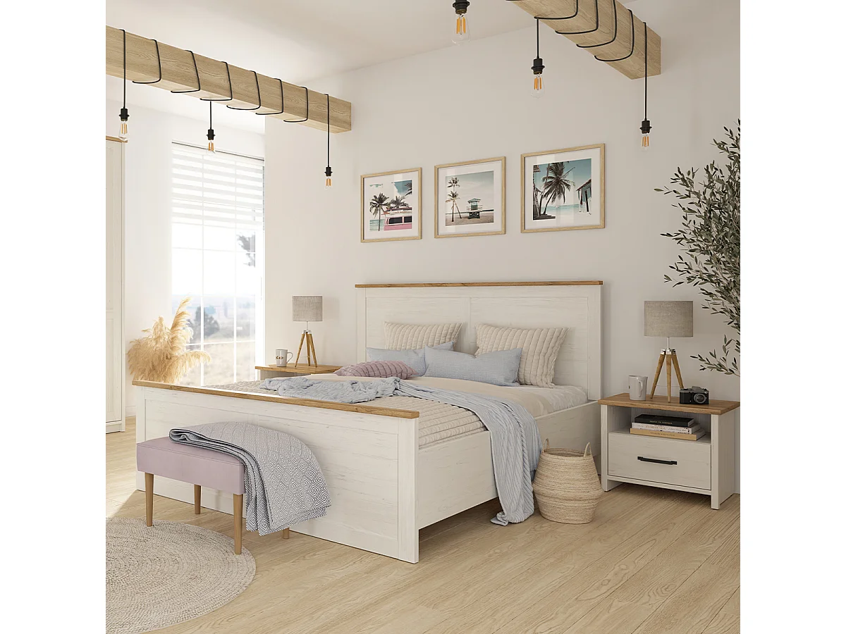 Letto con contenitore con base Aksel bianco 160x200