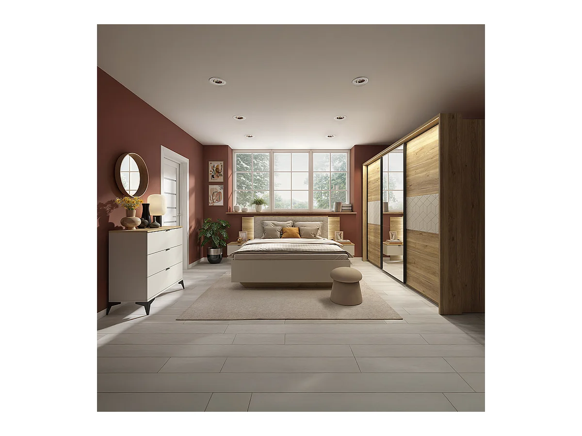 Letto con contenitore con base Naya cachemire 160x200