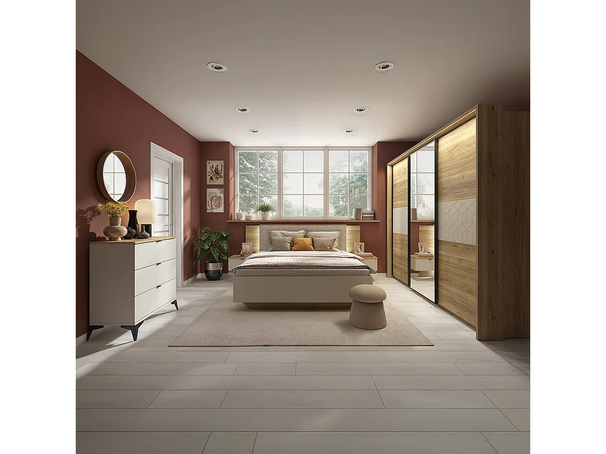 Lit coffre 160x200 sommier inclus Naya Cachemire