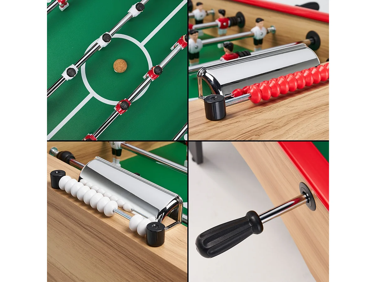 Baby foot classique - Adultes et adolescents - style café - 3 balles liège - 2 à 4 joueurs