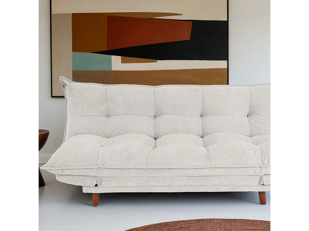 Luma - Canapé convertible 3 places en tissu chenille - Beige