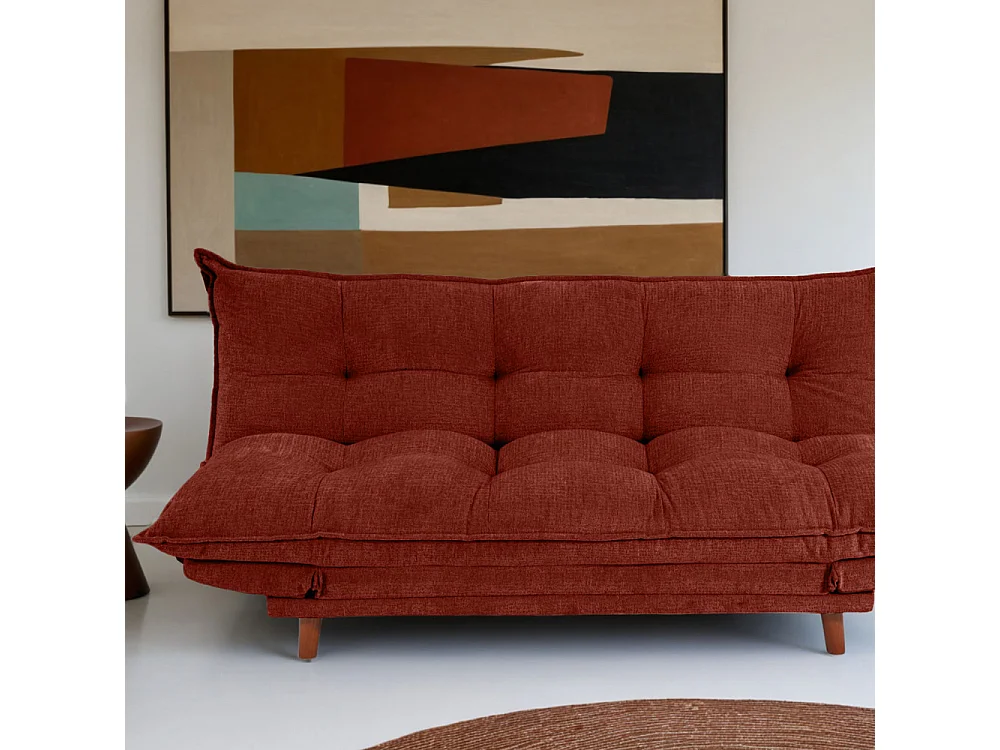 Luma - Canapé convertible 3 places en tissu chenille - Rouille
