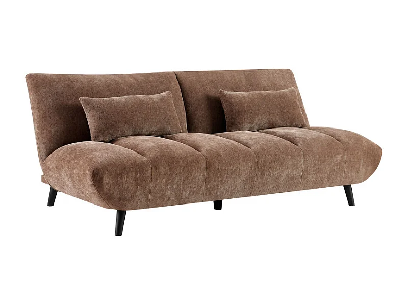 Peco - Canapé convertible 3 places en tissu chenille - Marron