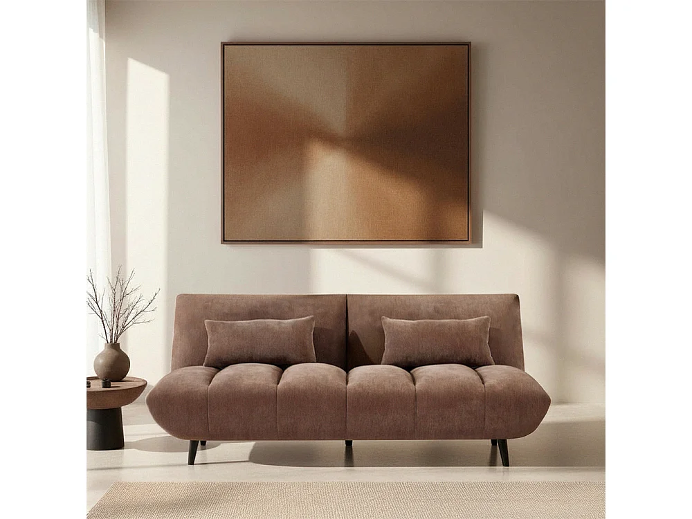 Peco - Canapé convertible 3 places en tissu chenille - Marron