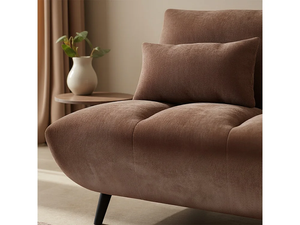 Peco - Canapé convertible 3 places en tissu chenille - Marron