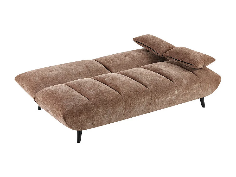 Peco - Canapé convertible 3 places en tissu chenille - Marron