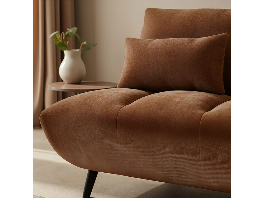 Peco - Canapé convertible 3 places en tissu chenille - Rouille