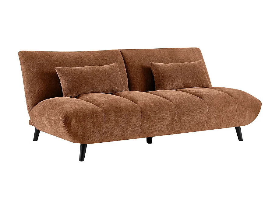 Peco - Canapé convertible 3 places en tissu chenille - Rouille