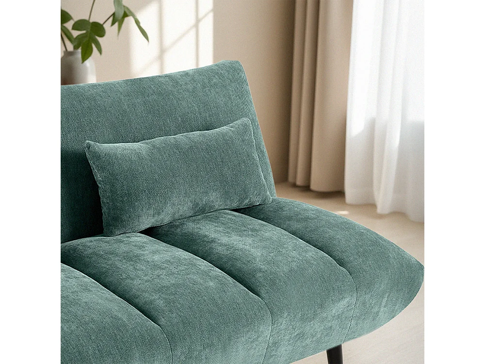 Peco - Canapé convertible 3 places en tissu chenille - Bleu canard